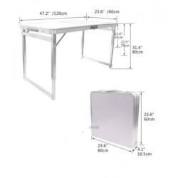 Сгъваема алуминиева градинска - къмпинг маса + 4 СТОЛА 120X60Х70